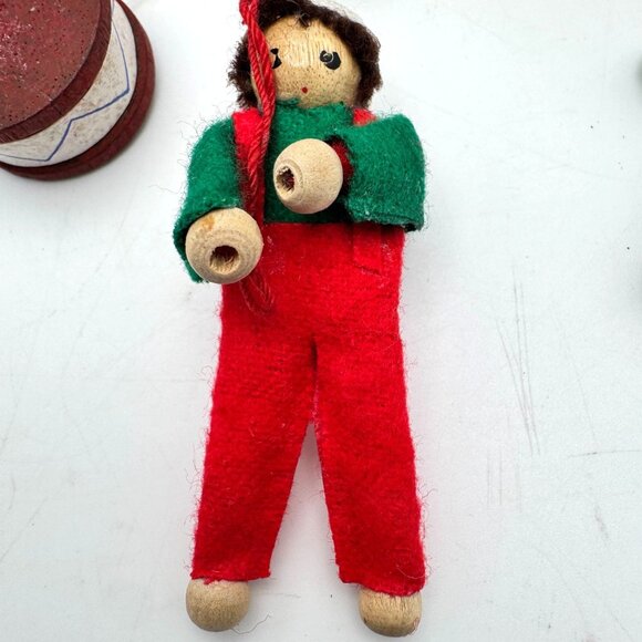 Hand-Painted Vtg Wooden Christmas Ornaments Set Of 15 Figurines Mid-Century - Picture 10 of 16